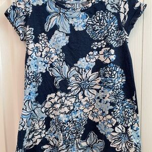 Lilly Pulitzer Navy and Light Blue Floral Tee